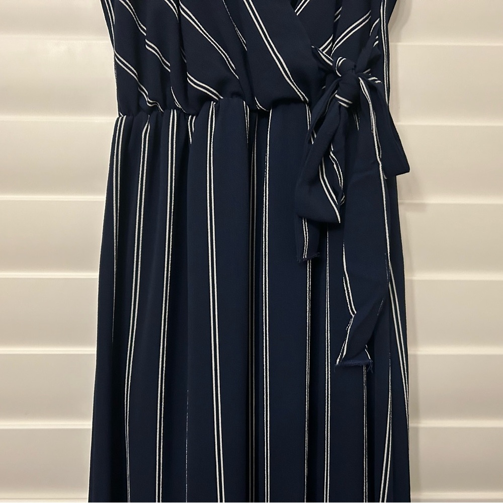 Scobe Navy Dress with White Stripes - Picture 3 of 9
